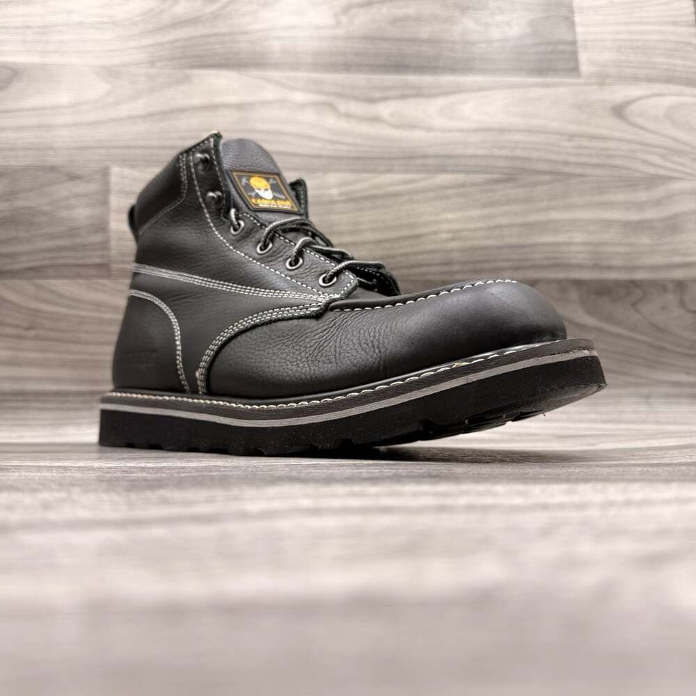Carolina Men's CA7007 10.5 D Black Leather Wedge Moc-Toe Work Boots